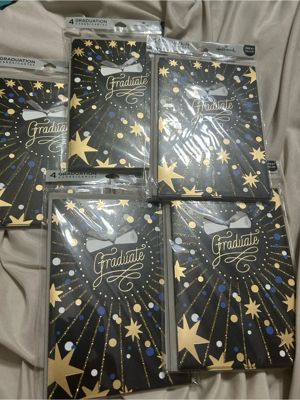Hallmark Graduation Cards (Black, Blue and Gold), Pack of 4 5 Packs 20 Cards New